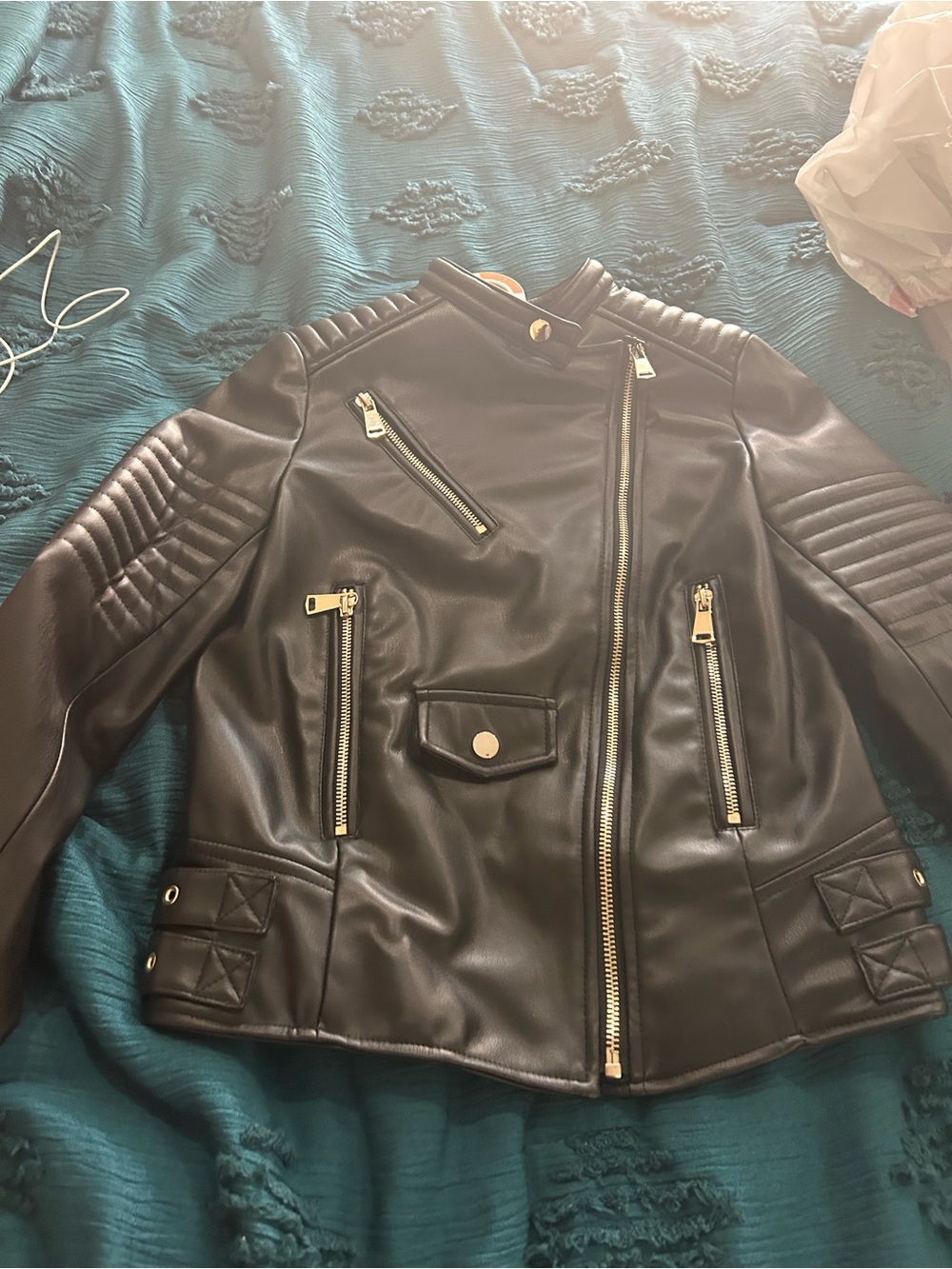 Zara Black Faux Leather Moto Jacket